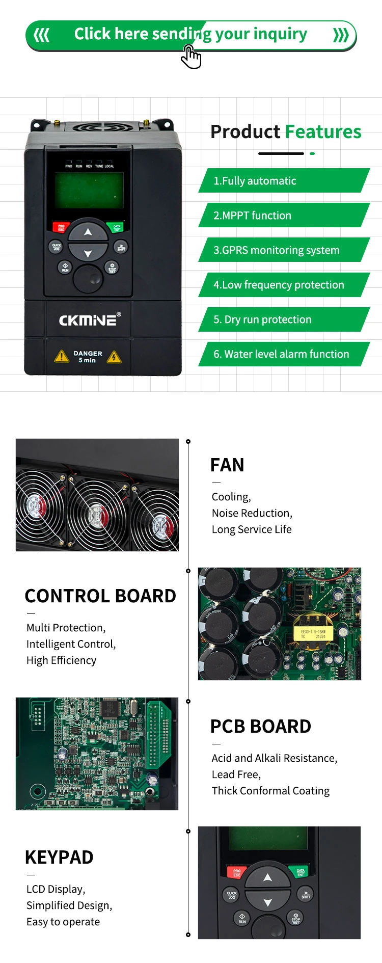 Ckmine Solar Converter DC to AC Solar VFD Pump Drive 37kw-110kw